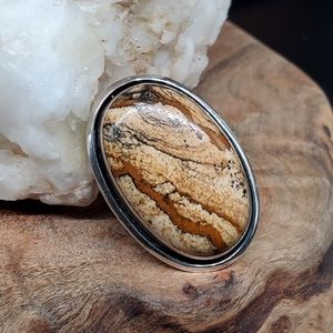 Sterling Silver 925 Ring Natural Jasper Stone Classic Silversmith